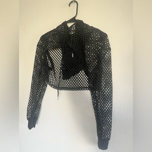 Rave Wonderland Polyester Cut Out Super Cropped Black Hoodie Women’s Size Small